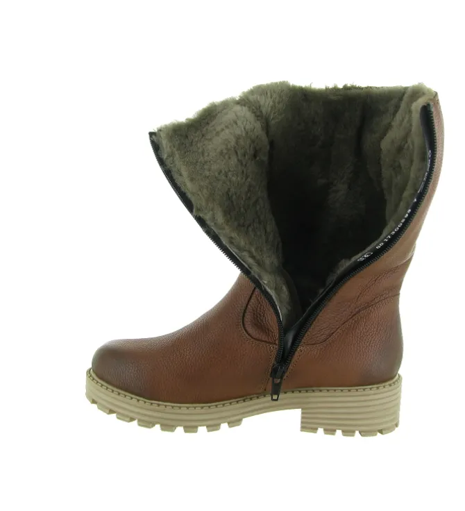 apres ski bottes fourrees - Botte de neige - femme - Cuir - Marron - Remonte