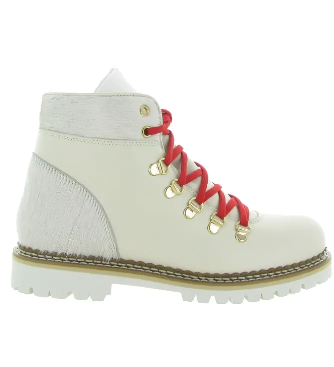 apres ski bottes fourrees - Botte de neige - femme - Cuir - Blanc - La thuile