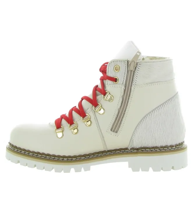 apres ski bottes fourrees - Botte de neige - femme - Cuir - Blanc - La thuile