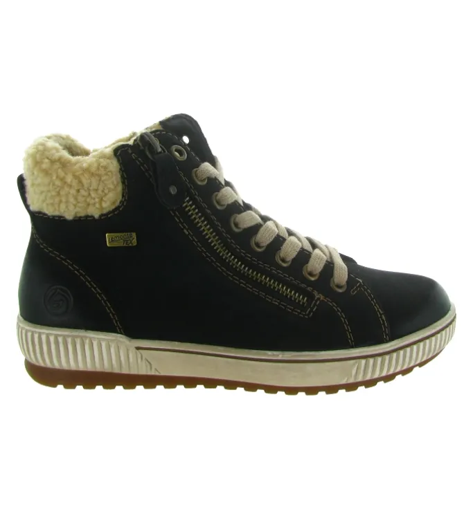 apres ski bottes fourrees - Bottine chaude - femme - Cuir - Noir - Remonte