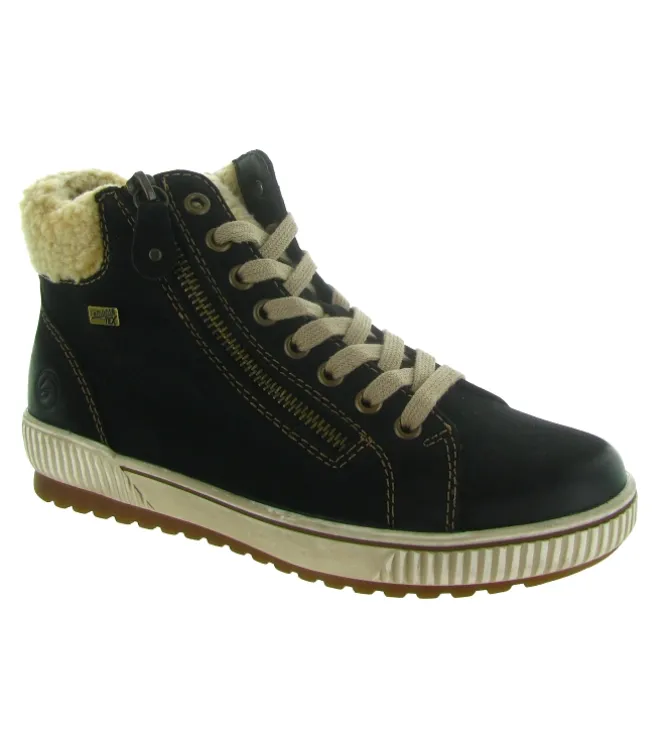 apres ski bottes fourrees - Bottine chaude - femme - Cuir - Noir - Remonte