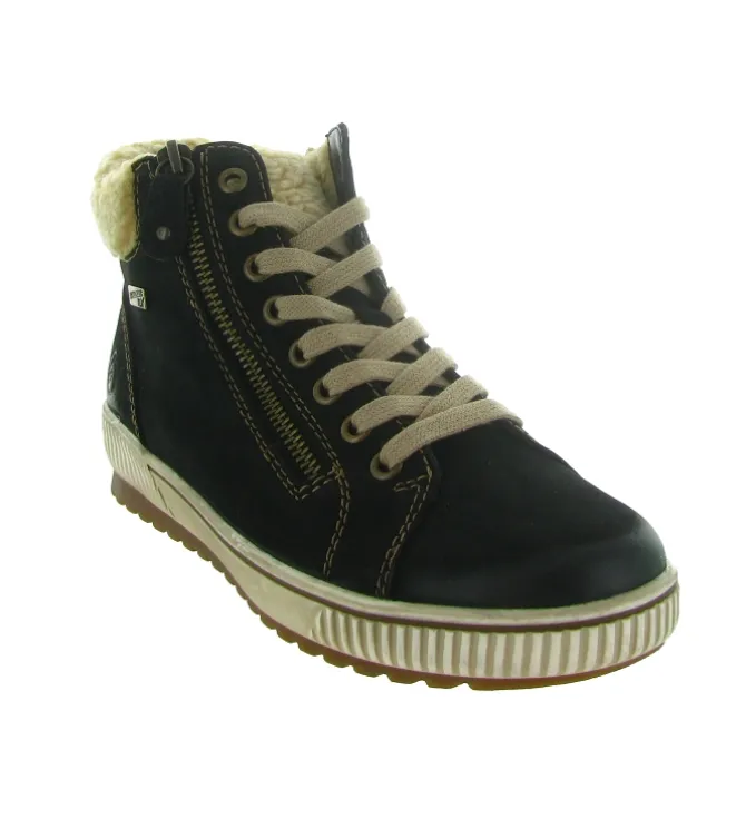 apres ski bottes fourrees - Bottine chaude - femme - Cuir - Noir - Remonte