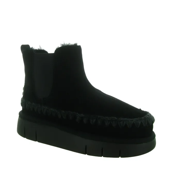 apres ski bottes fourrees - Bottine chaude - femme - Nubuck - Noir - Mou