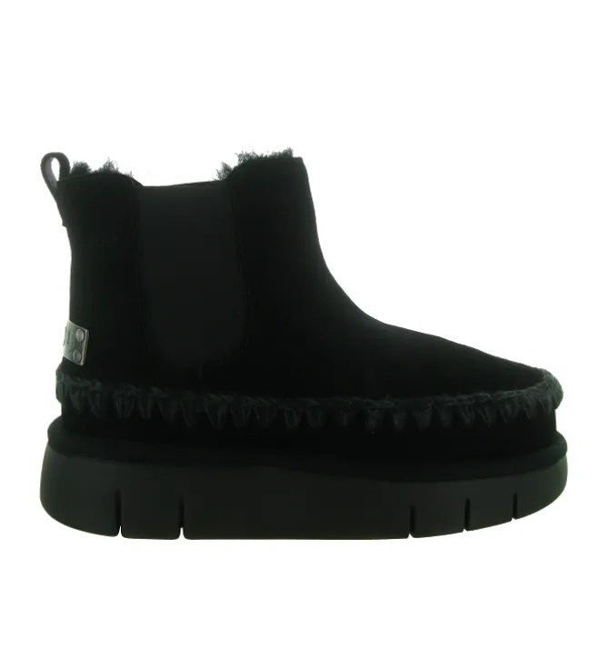apres ski bottes fourrees - Bottine chaude - femme - Nubuck - Noir - Mou