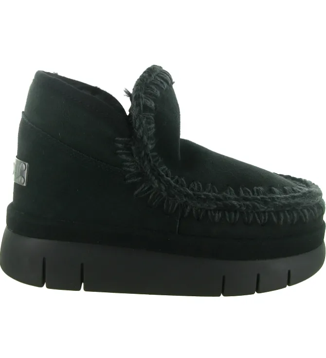 apres ski bottes fourrees - Bottine chaude - femme - Nubuck - Noir - Mou