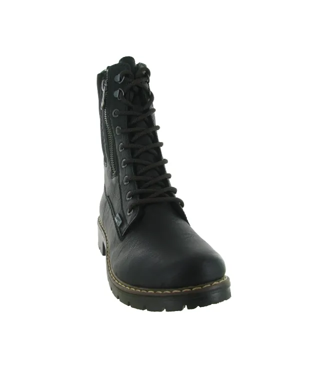 apres ski bottes fourrees - Bottine chaude - femme - Cuir - Noir - Rieker
