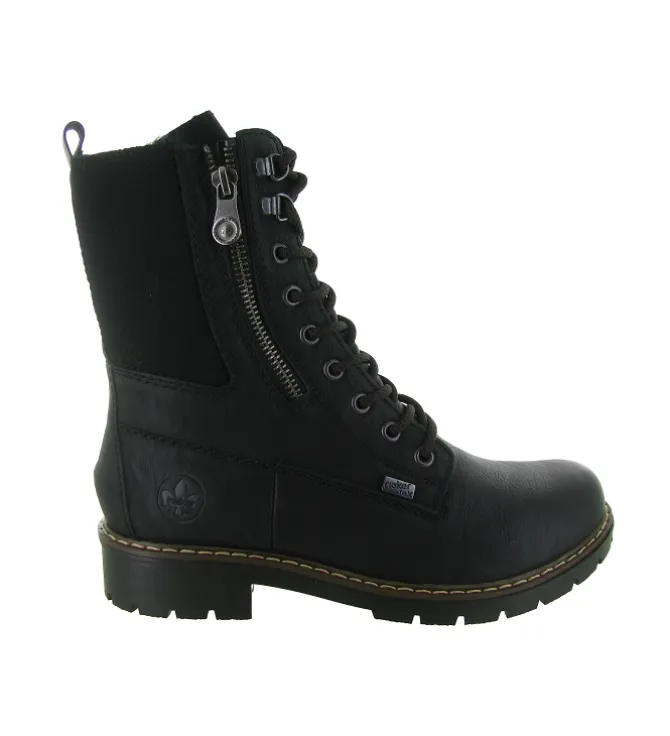 apres ski bottes fourrees - Bottine chaude - femme - Cuir - Noir - Rieker