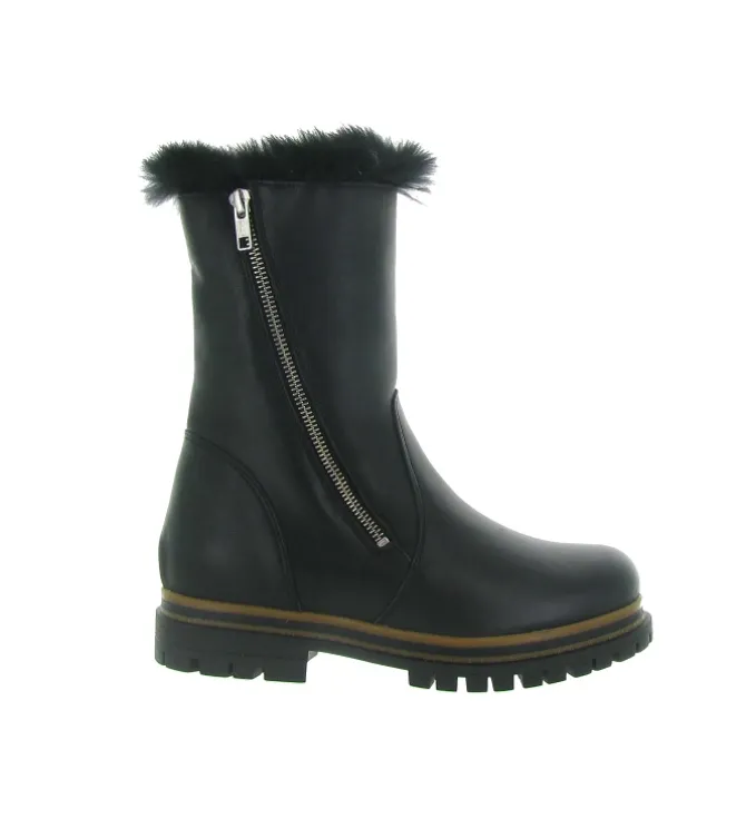 apres ski bottes fourrees - Botte fourrée - femme - Cuir - Noir - La thuile