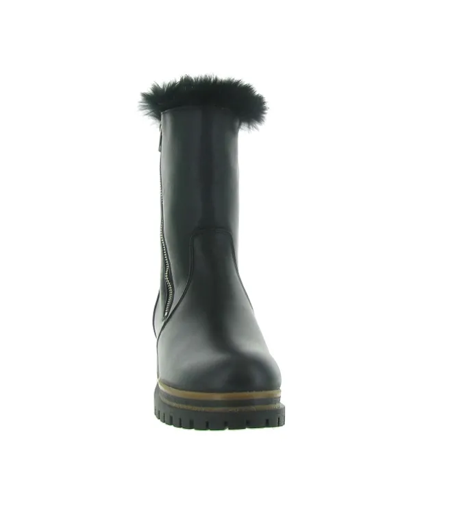 apres ski bottes fourrees - Botte fourrée - femme - Cuir - Noir - La thuile