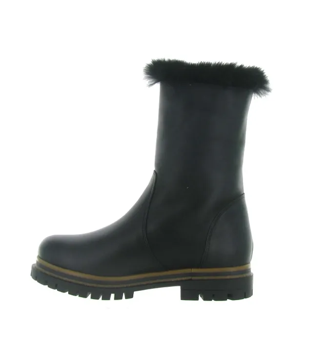 apres ski bottes fourrees - Botte fourrée - femme - Cuir - Noir - La thuile