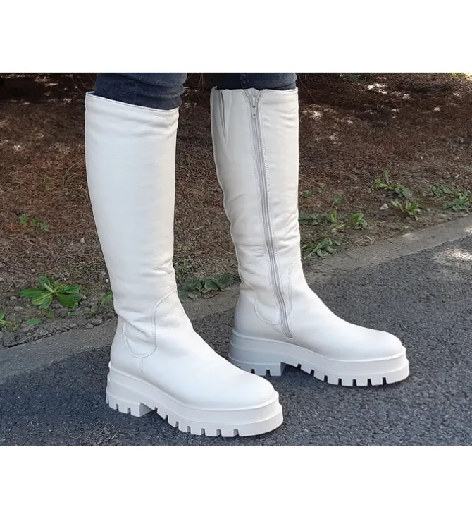 apres ski bottes fourrees - Botte de neige - femme - Cuir - Blanc - Armando