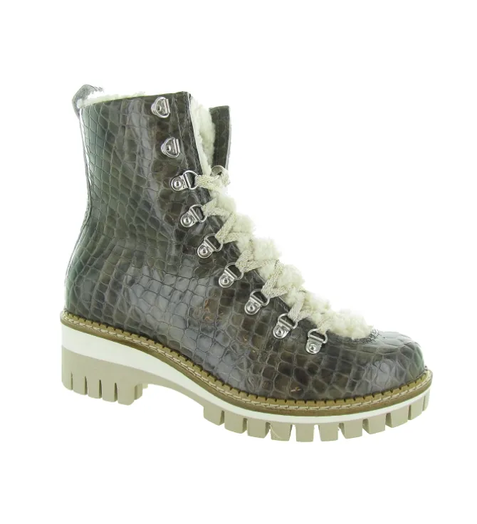 apres ski bottes fourrees - Botte de neige - femme - Cuir - Gris - New italia shoes