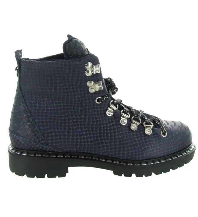 apres ski bottes fourrees - Botte de neige - femme - Cuir - Bleu Marine - New italia shoes