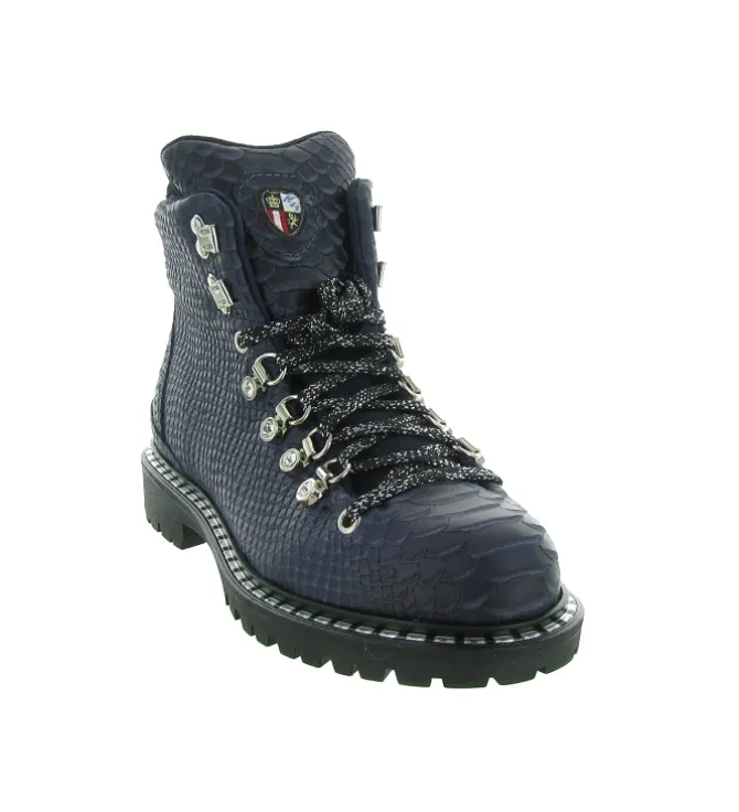 apres ski bottes fourrees - Botte de neige - femme - Cuir - Bleu Marine - New italia shoes