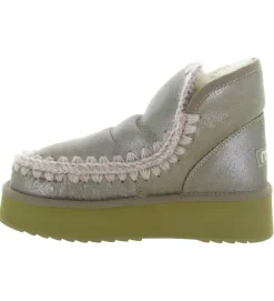 apres ski bottes fourrees - Bottine chaude - femme - Cuir laminé - Argent - Mou