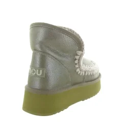 apres ski bottes fourrees - Bottine chaude - femme - Cuir laminé - Argent - Mou
