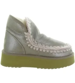 apres ski bottes fourrees - Bottine chaude - femme - Cuir laminé - Argent - Mou