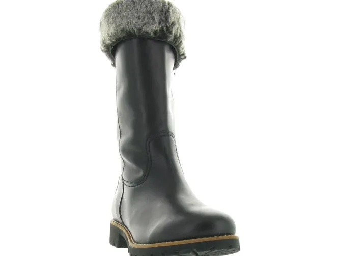 apres ski bottes fourrees - Botte de neige - femme - Cuir - Noir - Panama jack