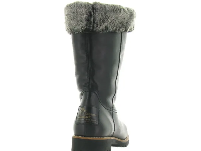 apres ski bottes fourrees - Botte de neige - femme - Cuir - Noir - Panama jack