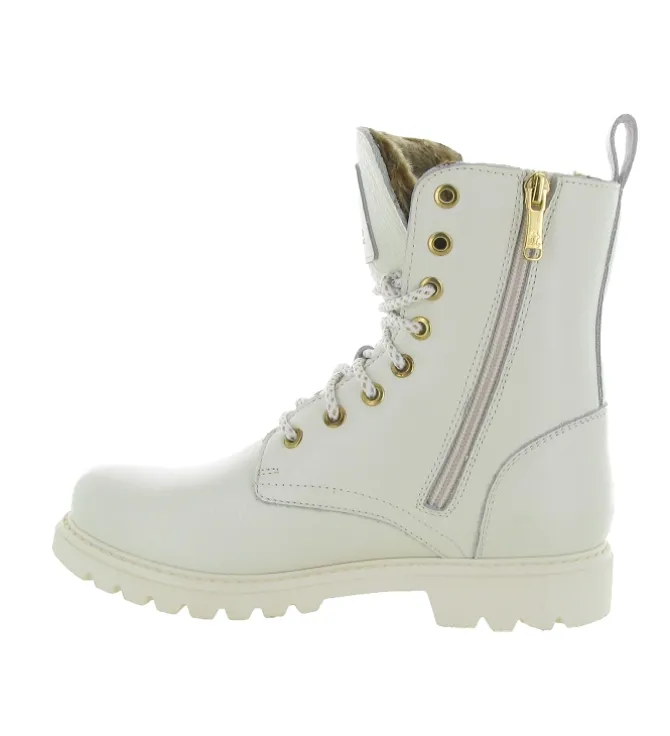 apres ski bottes fourrees - Chaussure neige - femme - Cuir - Blanc - Panama jack