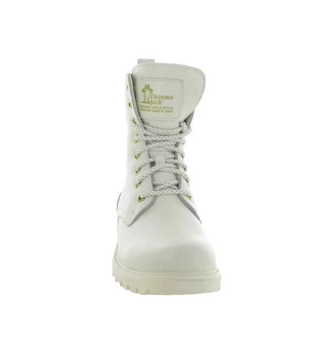 apres ski bottes fourrees - Chaussure neige - femme - Cuir - Blanc - Panama jack