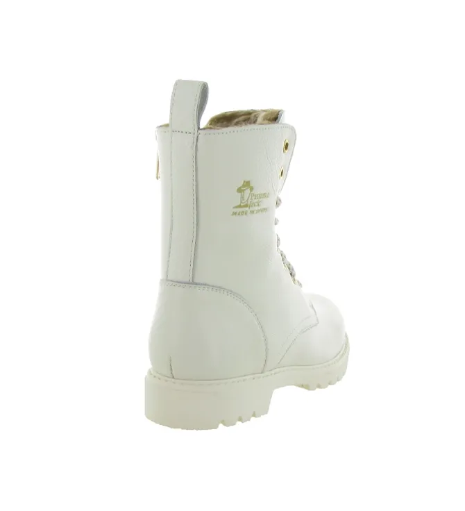 apres ski bottes fourrees - Chaussure neige - femme - Cuir - Blanc - Panama jack