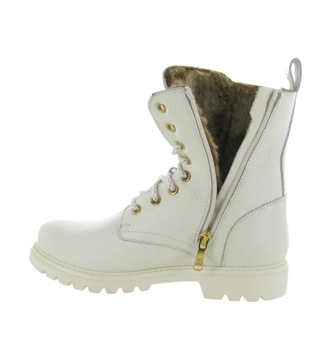 apres ski bottes fourrees - Chaussure neige - femme - Cuir - Blanc - Panama jack