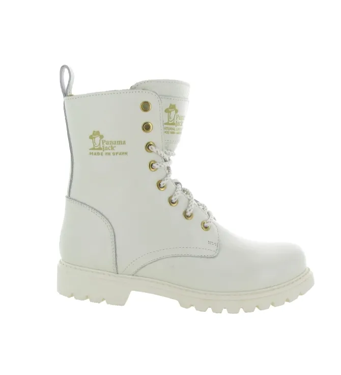 apres ski bottes fourrees - Chaussure neige - femme - Cuir - Blanc - Panama jack