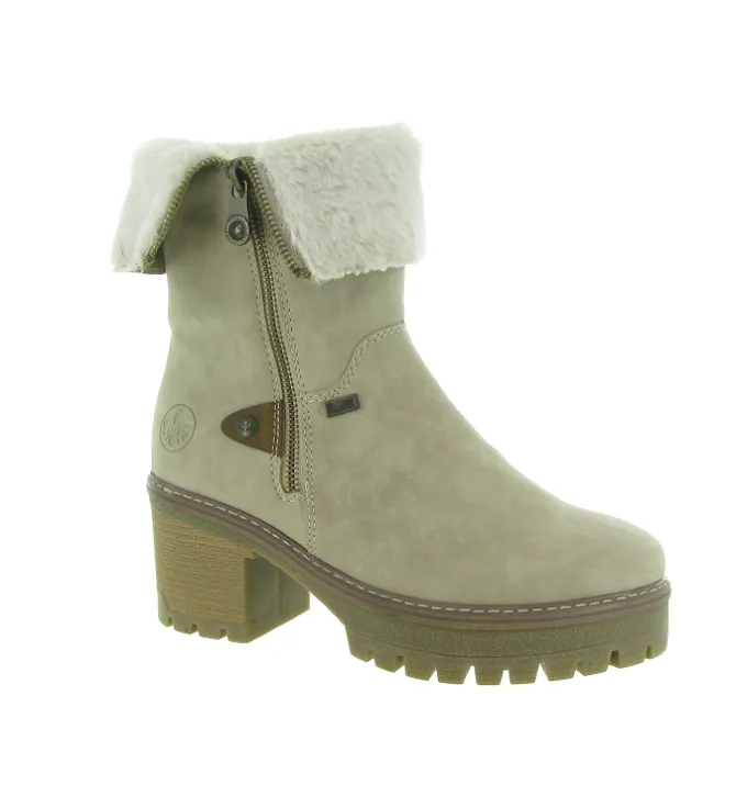 apres ski bottes fourrees - Chaussure neige - femme - Synthétique - Beige - Rieker