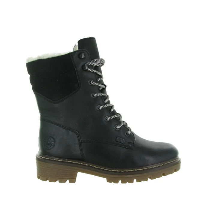 apres ski bottes fourrees - Chaussure neige - femme - Cuir - Noir - Rieker
