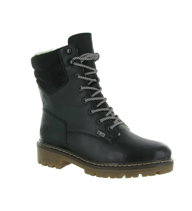 apres ski bottes fourrees - Chaussure neige - femme - Cuir - Noir - Rieker