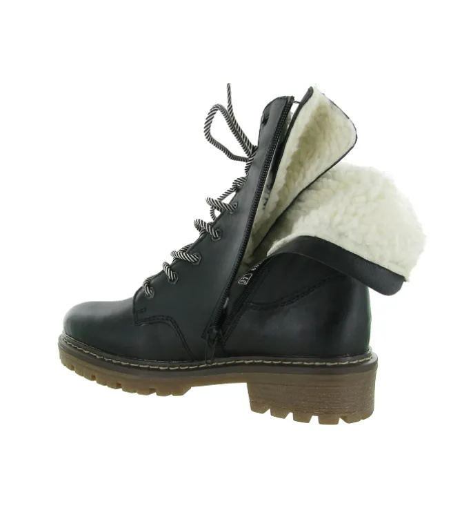 apres ski bottes fourrees - Chaussure neige - femme - Cuir - Noir - Rieker