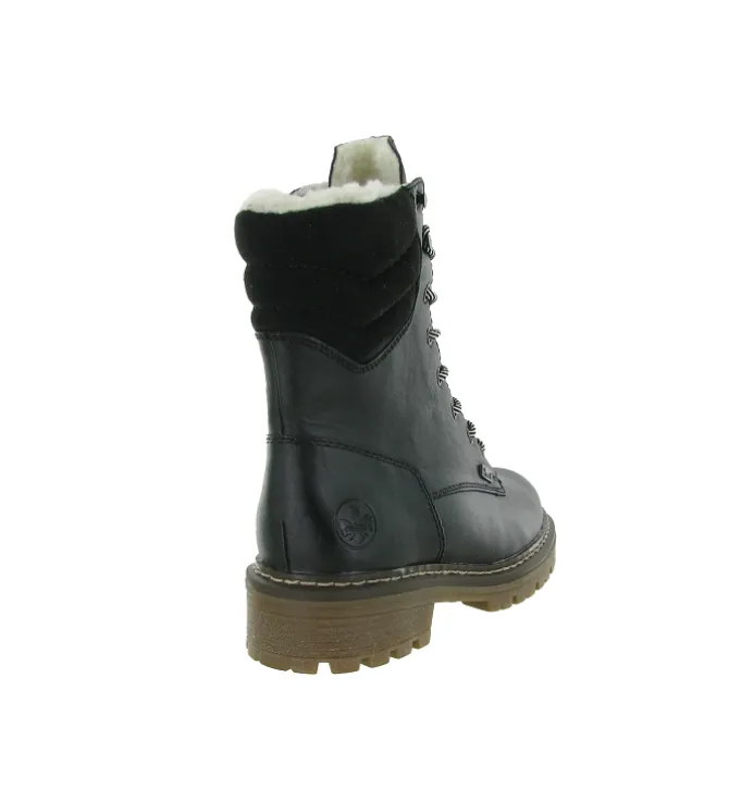 apres ski bottes fourrees - Chaussure neige - femme - Cuir - Noir - Rieker