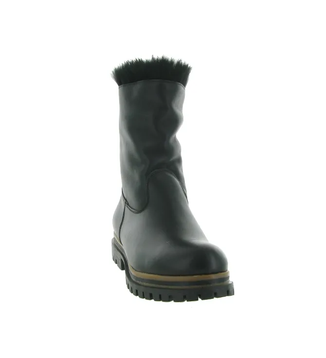 apres ski bottes fourrees - Chaussure neige - femme - Cuir - Noir - La thuile