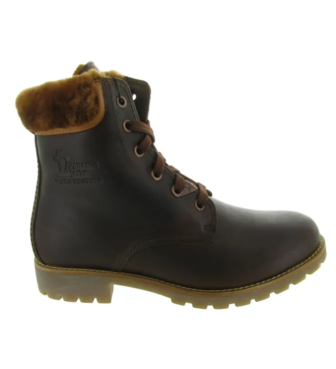 apres ski bottes fourrees - Chaussure neige - femme - Cuir - Marron - Panama jack