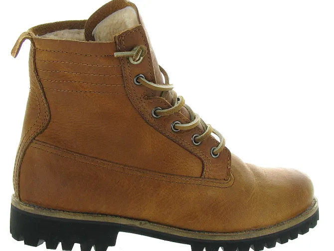 apres ski bottes fourrees - Chaussure neige - femme - Cuir - Chestnut - Black stone