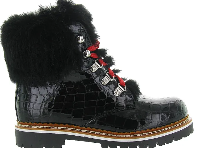 apres ski bottes fourrees - Chaussure neige - femme - Cuir - Noir - La thuile