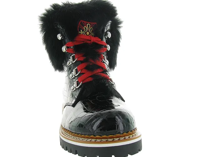 apres ski bottes fourrees - Chaussure neige - femme - Cuir - Noir - La thuile