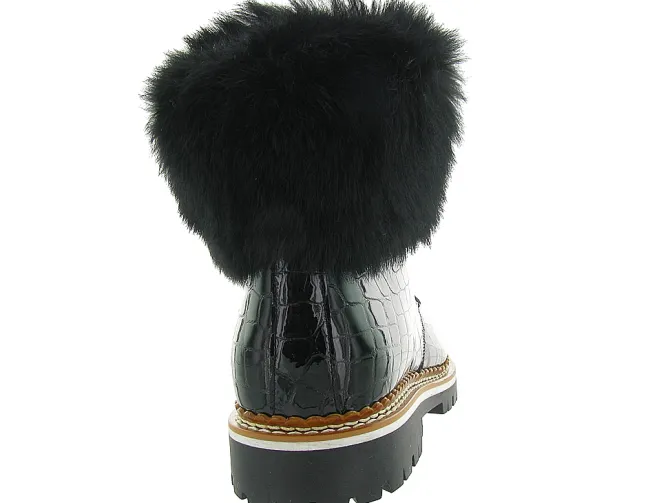 apres ski bottes fourrees - Chaussure neige - femme - Cuir - Noir - La thuile