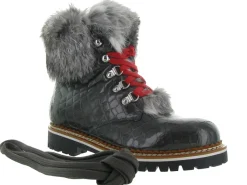 apres ski bottes fourrees - Chaussure neige - femme - Cuir - Noir - La thuile