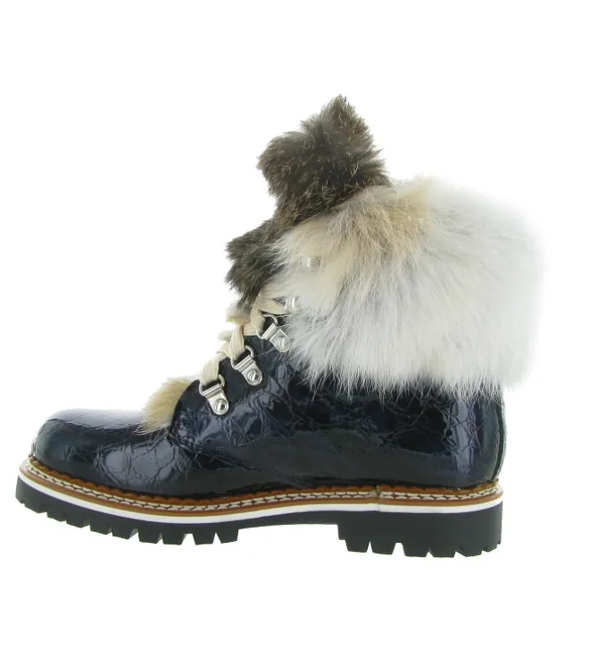 apres ski bottes fourrees - Chaussure neige - femme - Cuir - Bleu Marine - La thuile