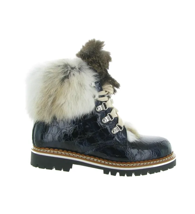 apres ski bottes fourrees - Chaussure neige - femme - Cuir - Bleu Marine - La thuile