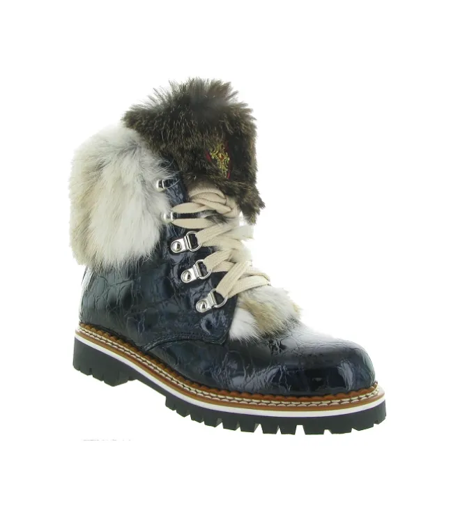 apres ski bottes fourrees - Chaussure neige - femme - Cuir - Bleu Marine - La thuile