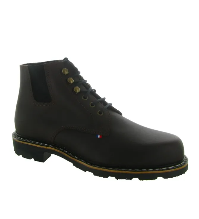 apres ski bottes fourrees - Chaussures neige - homme - Cuir - Marron - Le soulor