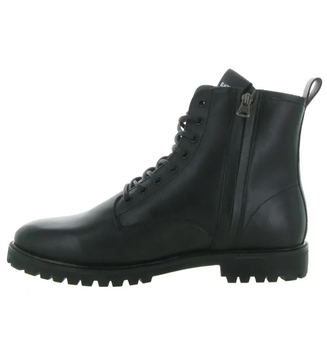 apres ski bottes fourrees - Chaussures neige - homme - Cuir - Noir - Black stone