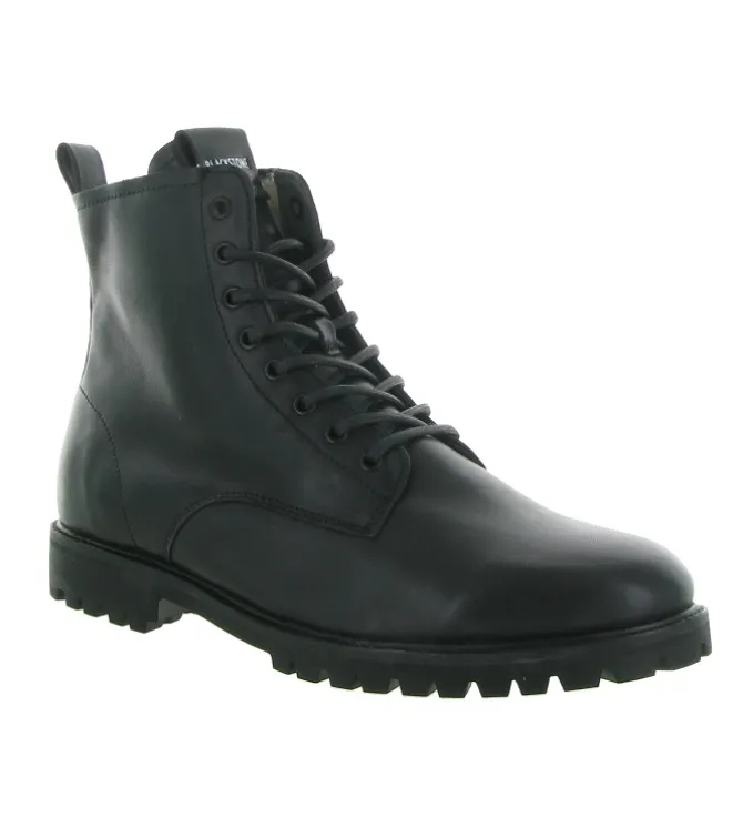 apres ski bottes fourrees - Chaussures neige - homme - Cuir - Noir - Black stone