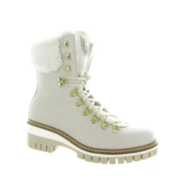 apres ski bottes fourrees - Chaussure neige - femme - Cuir - Blanc - New italia shoes