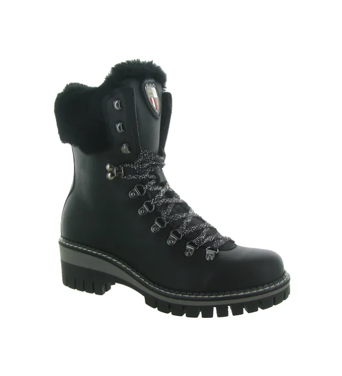 apres ski bottes fourrees - Chaussure neige - femme - Cuir - Noir - New italia shoes