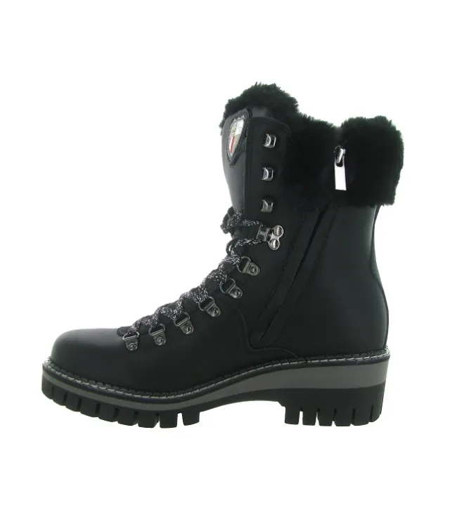 apres ski bottes fourrees - Chaussure neige - femme - Cuir - Noir - New italia shoes