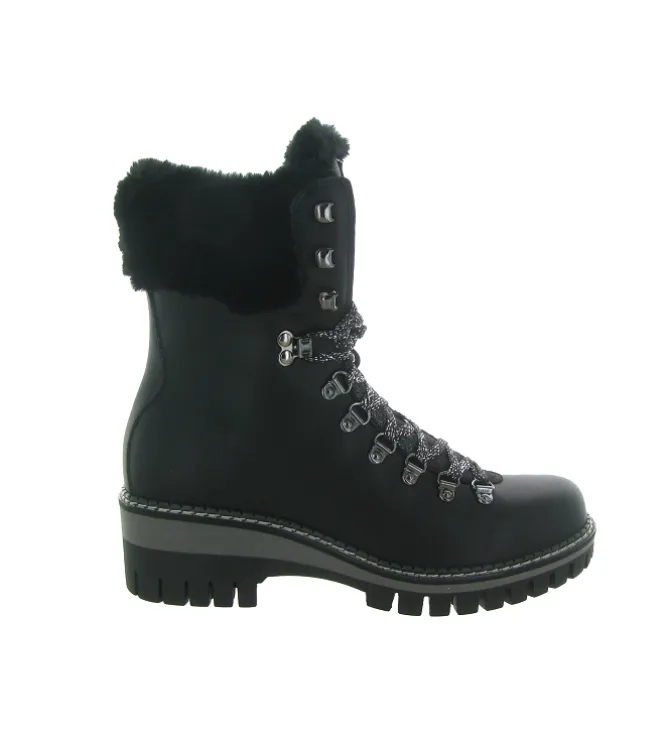 apres ski bottes fourrees - Chaussure neige - femme - Cuir - Noir - New italia shoes
